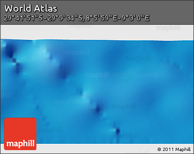 Physical 3D Map of the Area around 29° 25' 43" S, 8° 34' 29" E