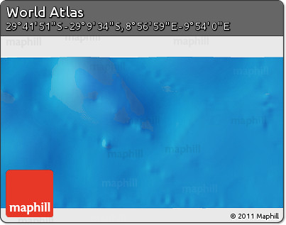 Physical 3D Map of the Area around 29° 25' 43" S, 9° 25' 30" E