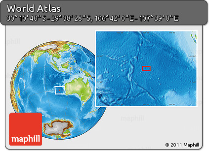 Physical Location Map of the Area around 29° 54' 34" S, 107° 10' 30" E