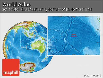 Physical Location Map of the Area around 29° 54' 34" S, 107° 10' 30" E