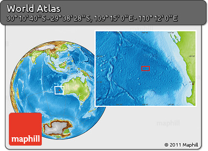 Physical Location Map of the Area around 29° 54' 34" S, 109° 43' 29" E