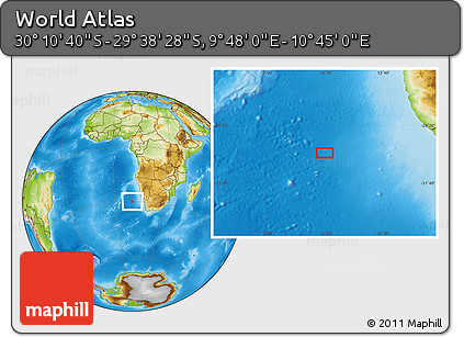 Physical Location Map of the Area around 29° 54' 34" S, 10° 16' 30" E