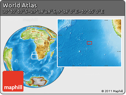 Physical Location Map of the Area around 29° 54' 34" S, 10° 16' 30" E