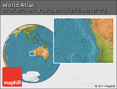 Satellite Location Map of the Area around 29° 54' 34" S, 112° 16' 30" E