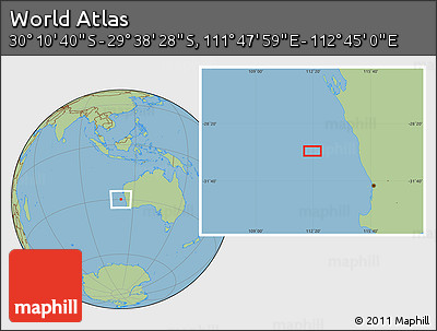 Savanna Style Location Map of the Area around 29° 54' 34" S, 112° 16' 30" E