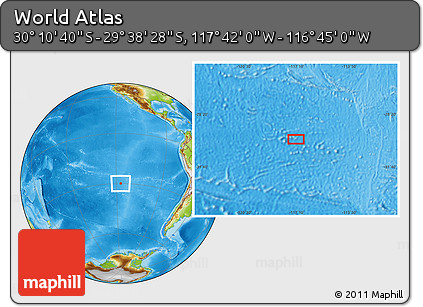 Physical Location Map of the Area around 29° 54' 34" S, 117° 13' 29" W