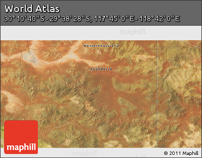 Satellite 3D Map of the Area around 29° 54' 34" S, 118° 13' 29" E
