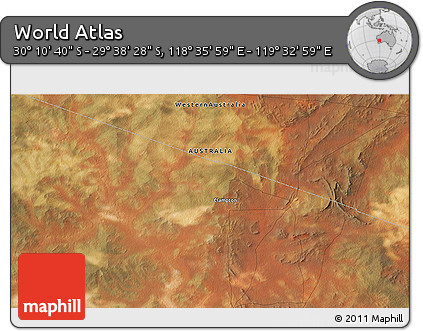 Satellite 3D Map of the Area around 29° 54' 34" S, 119° 4' 29" E