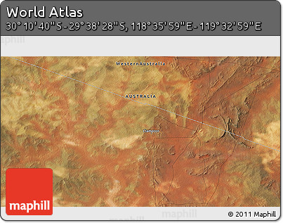 Satellite 3D Map of the Area around 29° 54' 34" S, 119° 4' 29" E