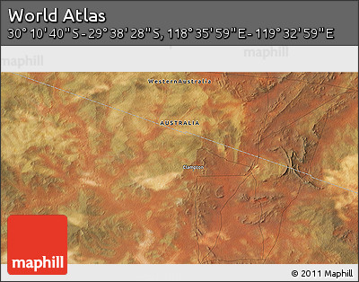 Satellite 3D Map of the Area around 29° 54' 34" S, 119° 4' 29" E