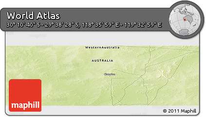 Physical Panoramic Map of the Area around 29° 54' 34" S, 119° 4' 29" E