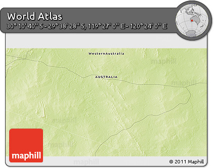 Physical 3D Map of the Area around 29° 54' 34" S, 119° 55' 30" E