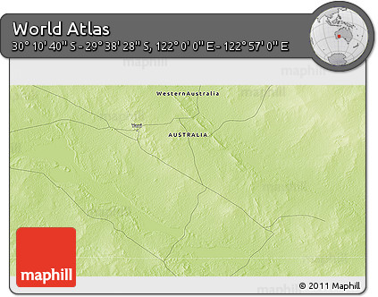 Physical 3D Map of the Area around 29° 54' 34" S, 122° 28' 29" E