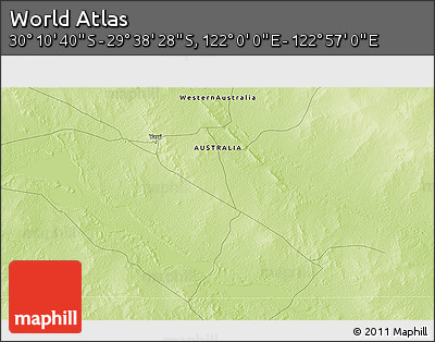Physical 3D Map of the Area around 29° 54' 34" S, 122° 28' 29" E