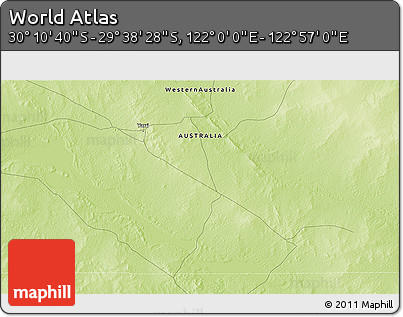 Physical 3D Map of the Area around 29° 54' 34" S, 122° 28' 29" E