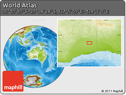 Physical Location Map of the Area around 29° 54' 34" S, 127° 34' 30" E