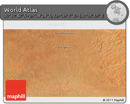 Satellite 3D Map of the Area around 29° 54' 34" S, 130° 7' 30" E