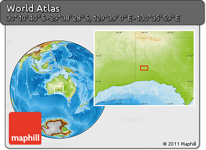 Physical Location Map of the Area around 29° 54' 34" S, 130° 7' 30" E