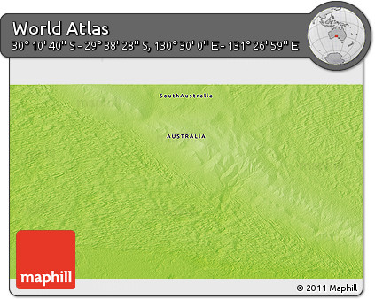Physical 3D Map of the Area around 29° 54' 34" S, 130° 58' 29" E