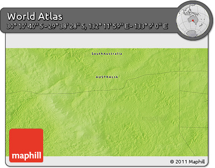 Physical 3D Map of the Area around 29° 54' 34" S, 132° 40' 30" E