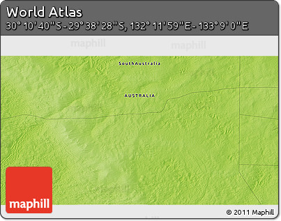 Physical 3D Map of the Area around 29° 54' 34" S, 132° 40' 30" E