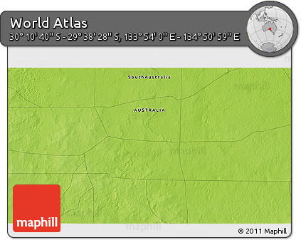 Physical 3D Map of the Area around 29° 54' 34" S, 134° 22' 30" E