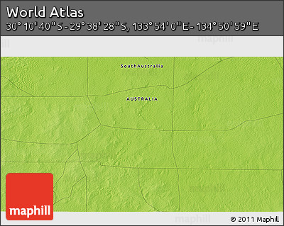 Physical 3D Map of the Area around 29° 54' 34" S, 134° 22' 30" E