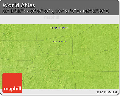 Physical 3D Map of the Area around 29° 54' 34" S, 134° 22' 30" E