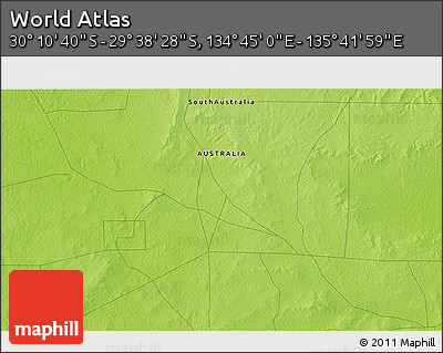Physical 3D Map of the Area around 29° 54' 34" S, 135° 13' 29" E