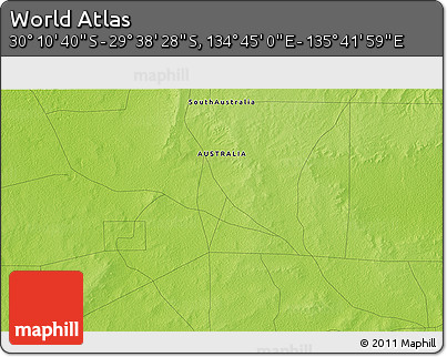 Physical 3D Map of the Area around 29° 54' 34" S, 135° 13' 29" E