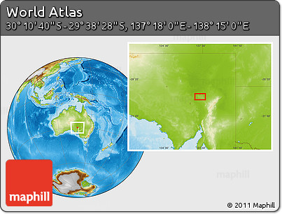 Physical Location Map of the Area around 29° 54' 34" S, 137° 46' 30" E