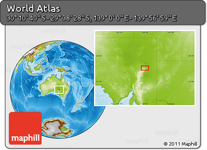 Physical Location Map of the Area around 29° 54' 34" S, 139° 28' 29" E