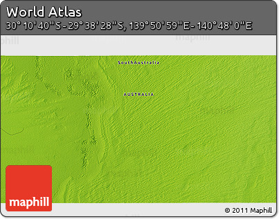 Physical 3D Map of the Area around 29° 54' 34" S, 140° 19' 29" E