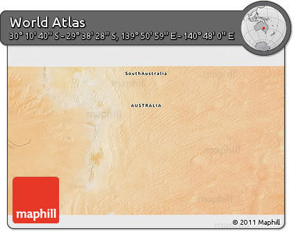 Satellite 3D Map of the Area around 29° 54' 34" S, 140° 19' 29" E