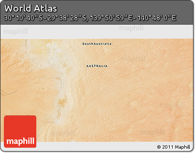Satellite 3D Map of the Area around 29° 54' 34" S, 140° 19' 29" E