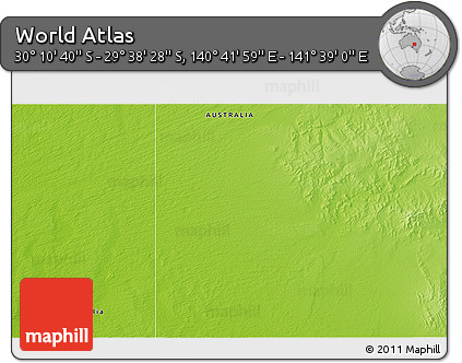 Physical 3D Map of the Area around 29° 54' 34" S, 141° 10' 30" E