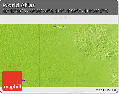 Physical 3D Map of the Area around 29° 54' 34" S, 141° 10' 30" E