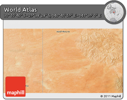 Satellite 3D Map of the Area around 29° 54' 34" S, 141° 10' 30" E