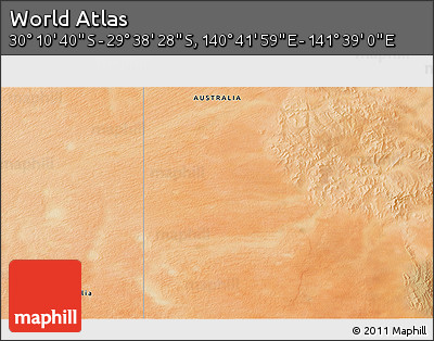 Satellite 3D Map of the Area around 29° 54' 34" S, 141° 10' 30" E