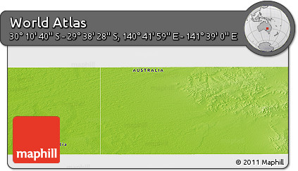 Physical Panoramic Map of the Area around 29° 54' 34" S, 141° 10' 30" E