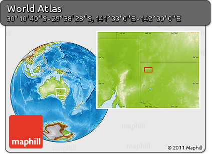 Physical Location Map of the Area around 29° 54' 34" S, 142° 1' 30" E