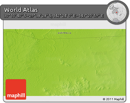 Physical 3D Map of the Area around 29° 54' 34" S, 142° 52' 30" E