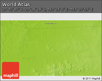 Physical 3D Map of the Area around 29° 54' 34" S, 142° 52' 30" E