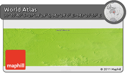 Physical Panoramic Map of the Area around 29° 54' 34" S, 142° 52' 30" E