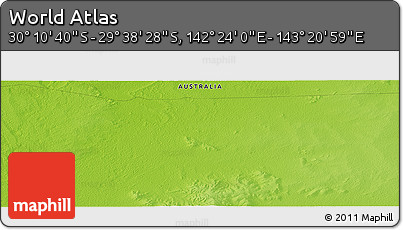 Physical Panoramic Map of the Area around 29° 54' 34" S, 142° 52' 30" E