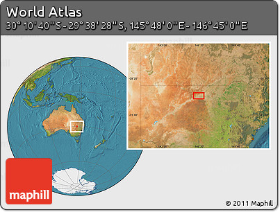 Satellite Location Map of the Area around 29° 54' 34" S, 146° 16' 30" E