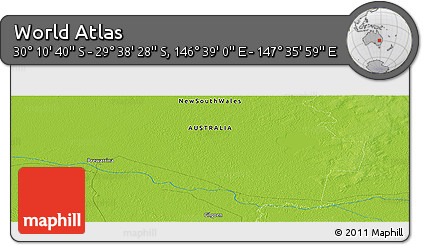 Physical Panoramic Map of the Area around 29° 54' 34" S, 147° 7' 30" E