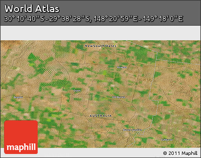 Satellite 3D Map of the Area around 29° 54' 34" S, 148° 49' 29" E