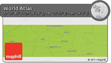 Physical Panoramic Map of the Area around 29° 54' 34" S, 148° 49' 29" E