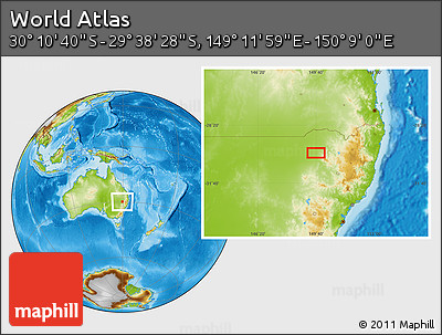 Physical Location Map of the Area around 29° 54' 34" S, 149° 40' 30" E